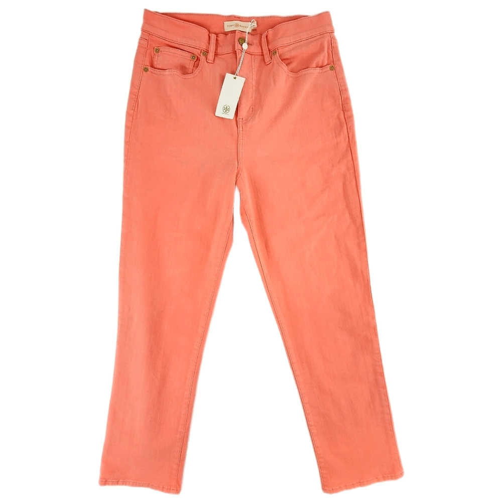 NWT Tory Burch Mara Sunrise Coral Jeans Size 30 - Picture 3 of 9